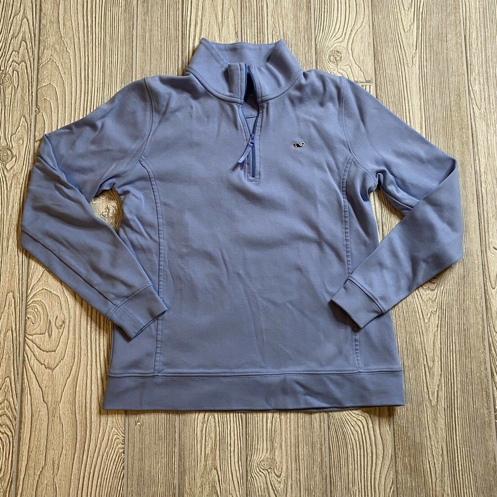 Vineyard Vines 1/4 Zip Pullover Womens S Powder Blue Mock Neck Logo